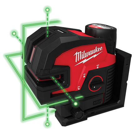 Milwaukee M12 Green Cross Line & 4-Points Laser