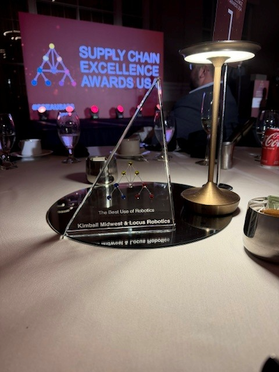 Kimball Midwest supply chain award trophy