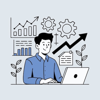 Business man using data analytics