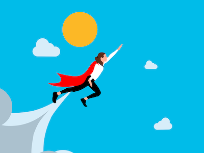 Career development–female employee soaring